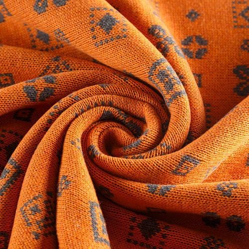 Трикотаж 2-х сторонний вязаный 056-05819 серо-оранжевый