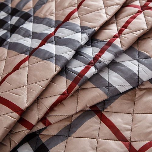 Ткань курточная стеганая 033-14411 бежевый принтованный