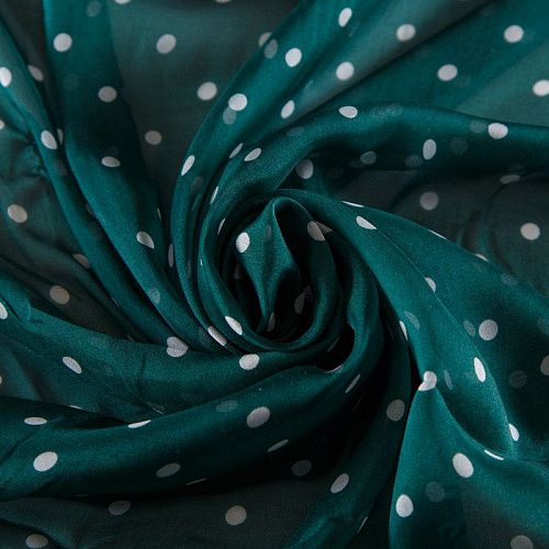 Шифон шелковый 068-12259 бутылочный зеленый принтованный
