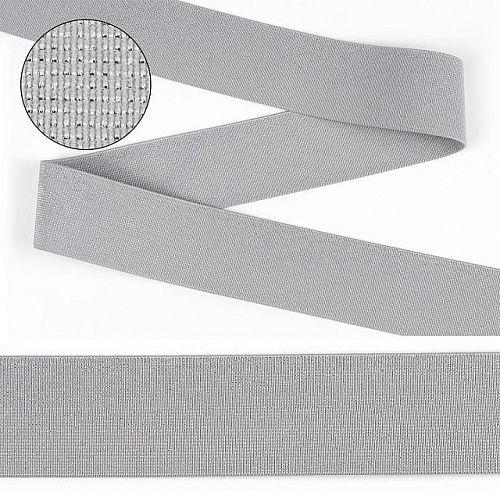 Резинка TBY декоративная 40 мм с люрексом ET20-094003 серый