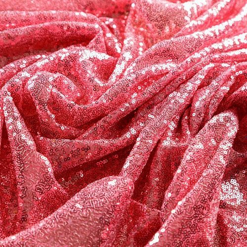 Пайетки на сетке 055-02821 кораллово-розовый однотонный