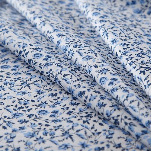 Поплин стрейч 063-17779 белый принтованный