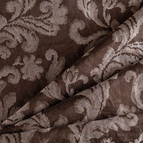 Ткань портьерная лен Т274-02-14 шоколадный жаккардовый