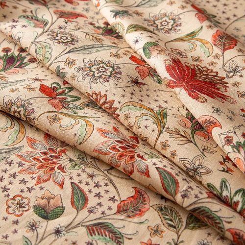 Лен-вискоза 035-20286 бежевый принтованный