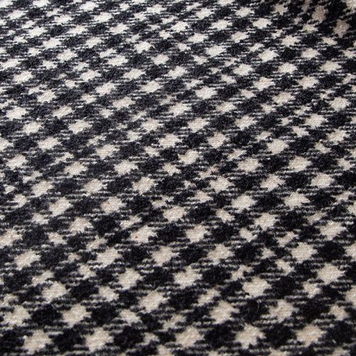 Ткань пальтовая 040-20248 молочно-черный клетка