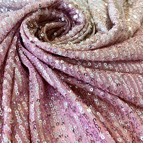 Ткань с пайетками К33-525 золотисто-розовый