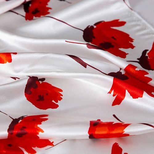 Шелк натуральный стрейч Blumarine 064-20071 молочный принтованный